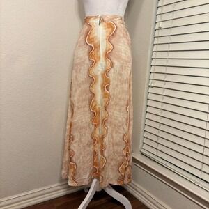 NWT VRG GRL orange rustic boho southwest tan linen maxi skirt size 4